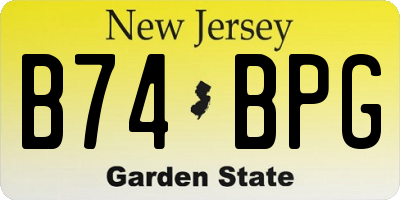 NJ license plate B74BPG