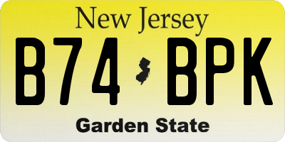 NJ license plate B74BPK