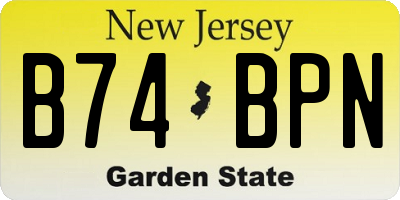 NJ license plate B74BPN