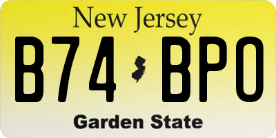 NJ license plate B74BPO