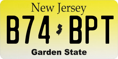 NJ license plate B74BPT