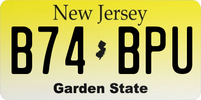 NJ license plate B74BPU
