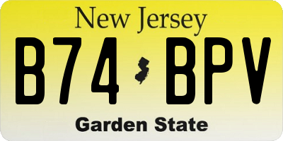 NJ license plate B74BPV
