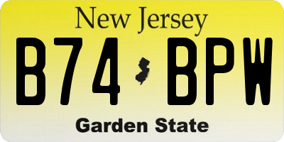 NJ license plate B74BPW
