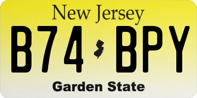 NJ license plate B74BPY