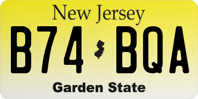 NJ license plate B74BQA