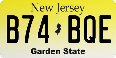 NJ license plate B74BQE