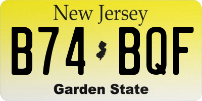 NJ license plate B74BQF