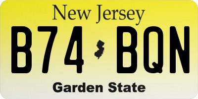 NJ license plate B74BQN