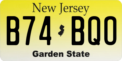 NJ license plate B74BQO