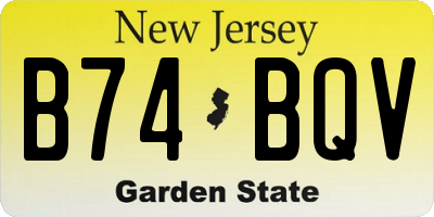 NJ license plate B74BQV