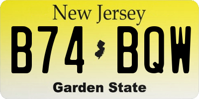 NJ license plate B74BQW