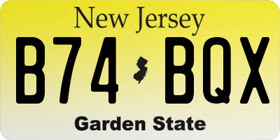 NJ license plate B74BQX