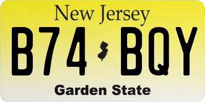 NJ license plate B74BQY