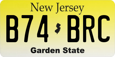 NJ license plate B74BRC