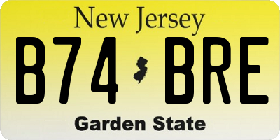 NJ license plate B74BRE