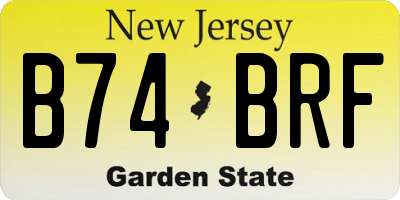 NJ license plate B74BRF