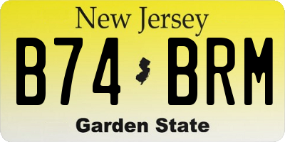 NJ license plate B74BRM