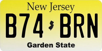NJ license plate B74BRN