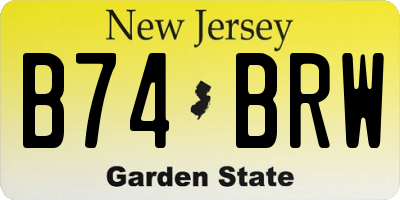 NJ license plate B74BRW