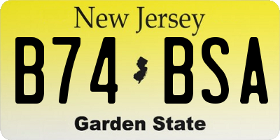 NJ license plate B74BSA
