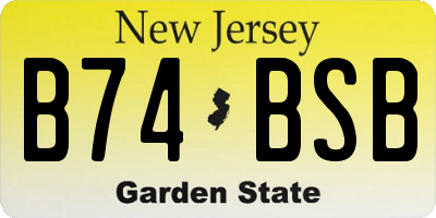 NJ license plate B74BSB