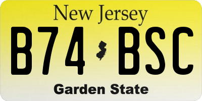 NJ license plate B74BSC