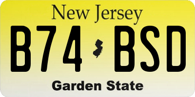 NJ license plate B74BSD