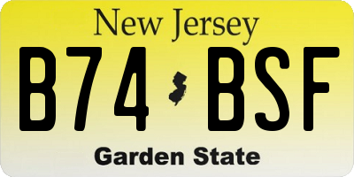 NJ license plate B74BSF