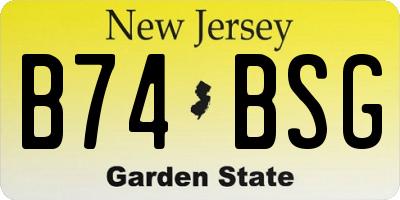 NJ license plate B74BSG
