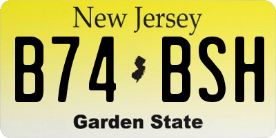 NJ license plate B74BSH