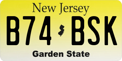 NJ license plate B74BSK