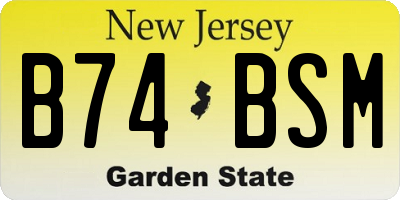 NJ license plate B74BSM