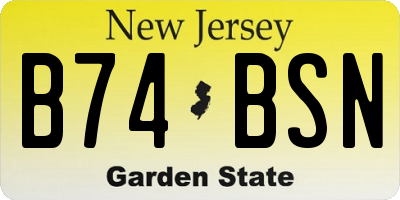 NJ license plate B74BSN