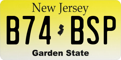 NJ license plate B74BSP
