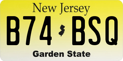 NJ license plate B74BSQ