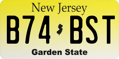 NJ license plate B74BST