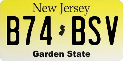 NJ license plate B74BSV