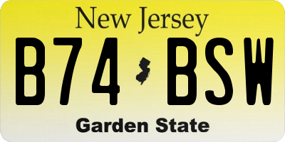 NJ license plate B74BSW