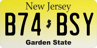 NJ license plate B74BSY