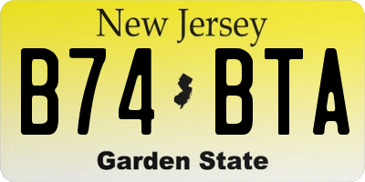 NJ license plate B74BTA