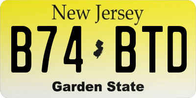 NJ license plate B74BTD
