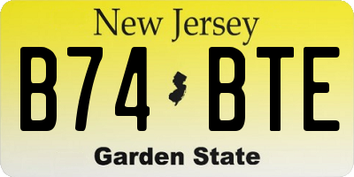 NJ license plate B74BTE