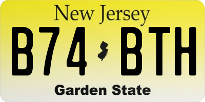 NJ license plate B74BTH