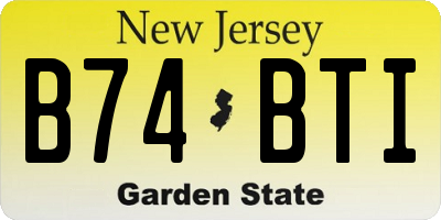 NJ license plate B74BTI