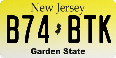 NJ license plate B74BTK