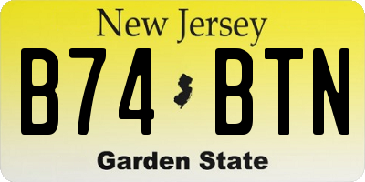 NJ license plate B74BTN