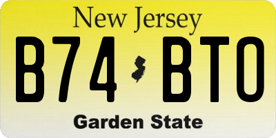NJ license plate B74BTO