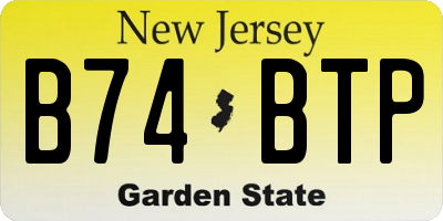 NJ license plate B74BTP