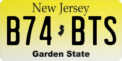 NJ license plate B74BTS